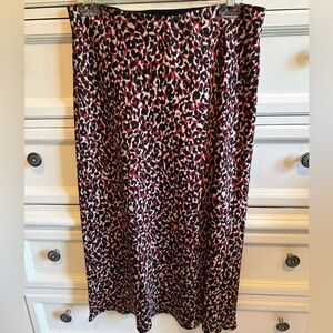On Trend! Sanctuary Red and Black Animal Print satiny Skirt size large